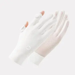 Sunscreen gloves for women in summer, UV protection for drivers, ice silk touch screen, outdoor anti slip bicycle, thin design for driving and cycling