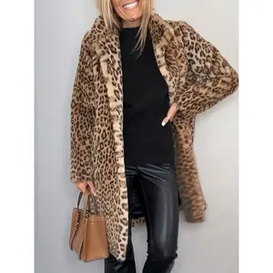 Elegant Women's Leopard Print Long Jacket, Casual & Formal Wear, Perfect for Parties, Office, Daily