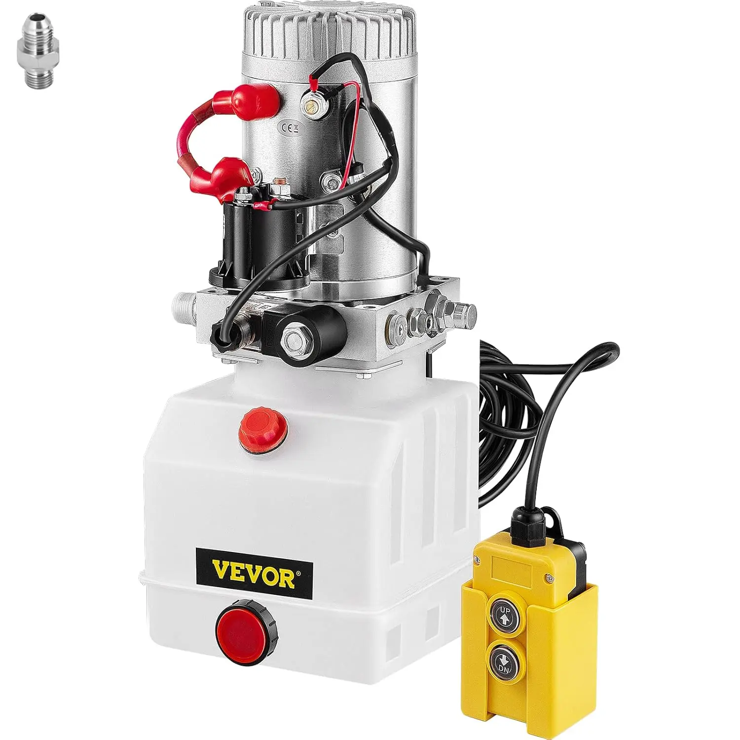 VEVOR Mophorn 4 Quart Hydraulic Pump for Dump Trailer Hydraulic Power Unit 12V Hydraulic Pump Single Acting Dump Truck Hydraulic Pump(Plastic, 4 Quart/Single Acting)