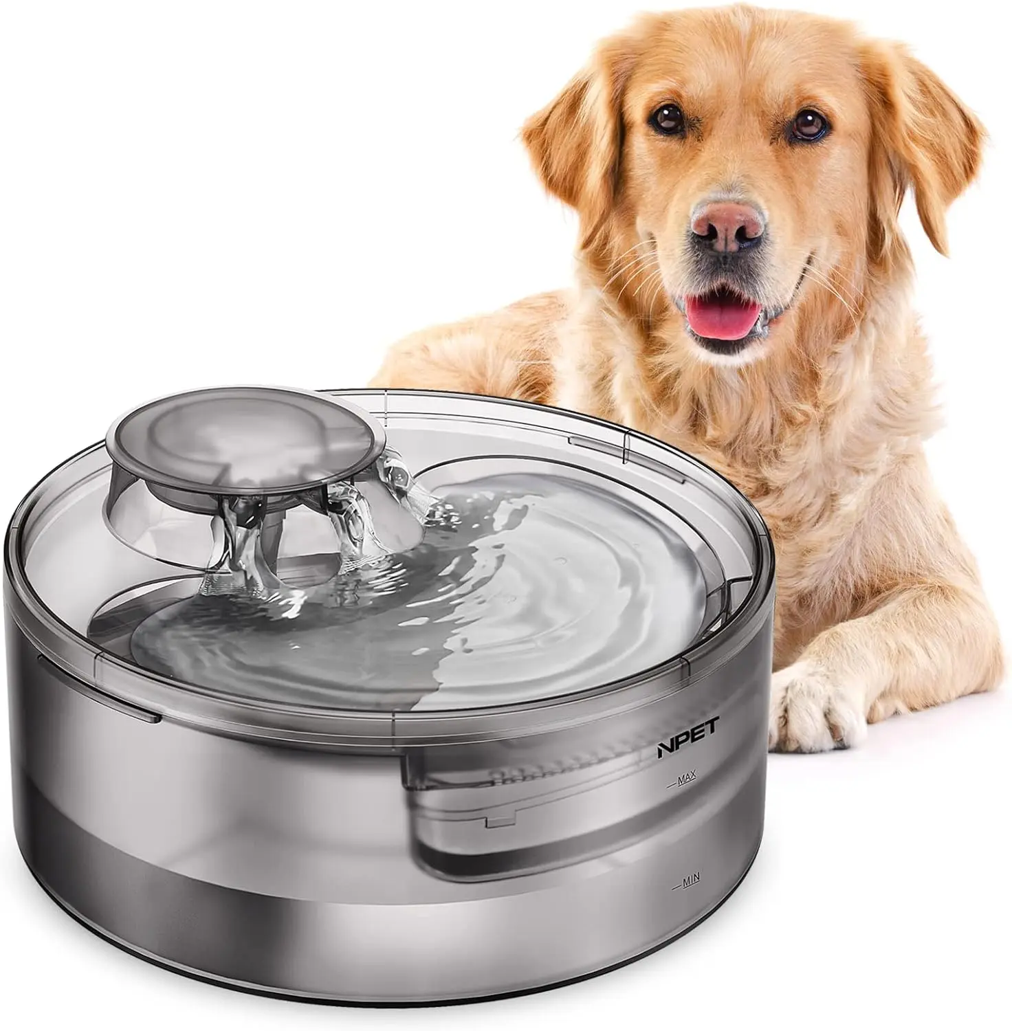 NPET DF10 Dog Water Fountain, 1.32gal for large Automatic Dog Water Bowl Dispenser, Pet Water Fountain Black