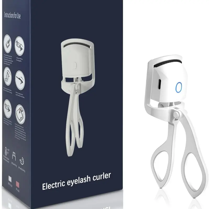 Heated Eyelash Curler Rechargeable and Safe to Use - Silicone Makeup Compact eyelash gluing