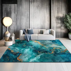 Velvet Soft Comfort Blue Texture Pattern Print Carpet, Home Decor Rug, Living Room Large Mat, Sofa Pad, Bedroom Bedside Rug, Multi-Scene Use