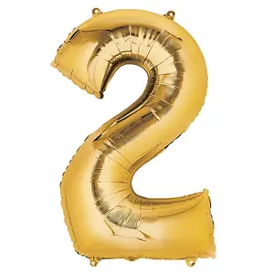 Number 2 Gold Foil Balloon 14" in Each 35059-14 for Festive Celebrations and Party Decorations
