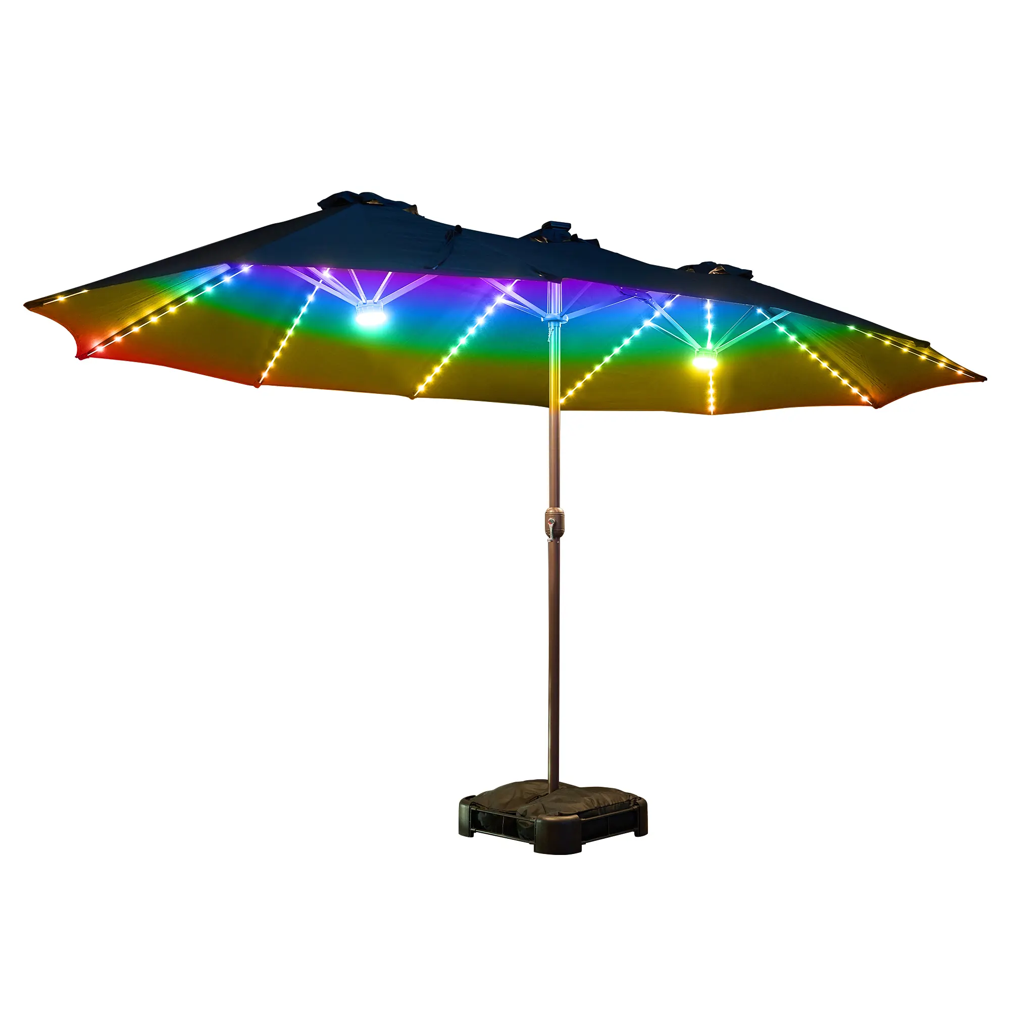 Navy Blue With Solar Colored Lights