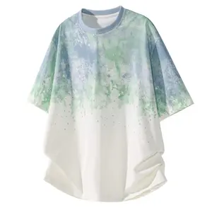 New Summer Ice Silk Quick-Dry Short Sleeve Men’s T‑Shirt — Lightweight, Loose Fit, Tie‑Dye Gradient Style, Versatile Casual Sports Crew Neck Top for Teens