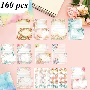 160 pieces of flower DIY envelope decoration stationery paper set Gift Invitation Letter paper DIY handmade envelope paper Fashion style Letter paper set creative new fashion beautiful suitable for wedding birthday holiday gift DIY Pet Supplies summervibe