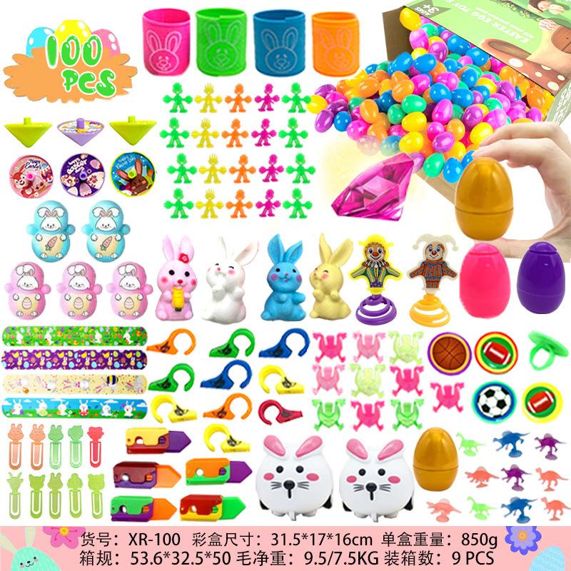 36pcs/50cs/100pcs Prefilled Easter Eggs Toys and Stickers for Easter Egg Hunt, Filled with Toys Party Favors for Kids Boys Girls Easter Eggs Hunt, Basket Stuffers Fillers, Classroom Prize Supplies Springtok