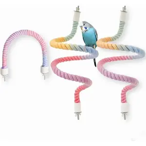 Gradient Bendable Bird Rope Perches, Climbing Stand Toy for Parakeets Budgies