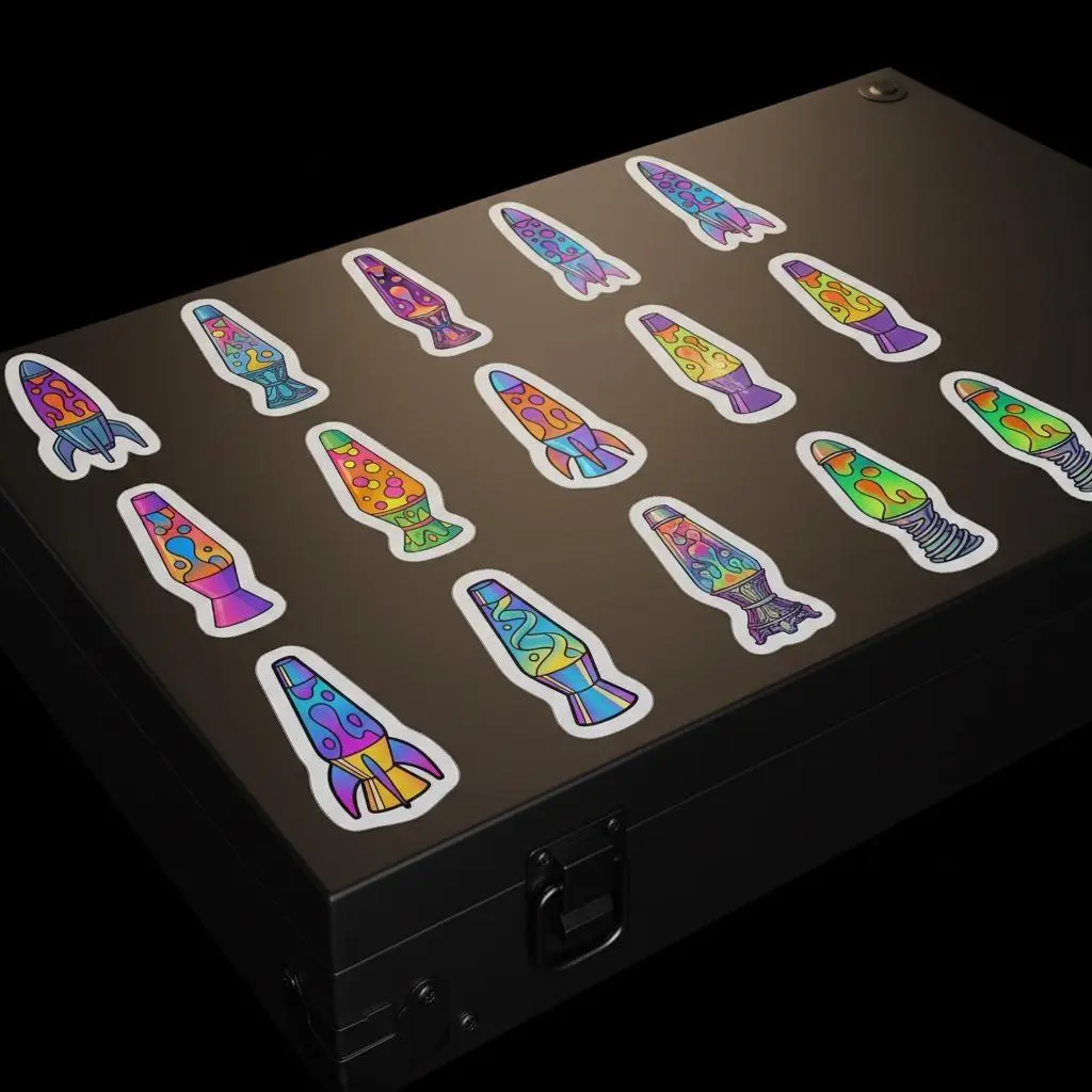 12 Pack Vinyl Sticker Set, Retro Psychedelic Lava Lamp, 70s Groovy Aesthetic, Neon Hippie, Flower Power, Laptop Decal, Trippy Gift