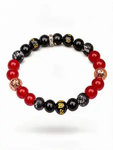 Men's Red Black Stone-Like Oriental Mystic Theme Beaded Bracelet Synthetic Resin Everyday Outfit Ready