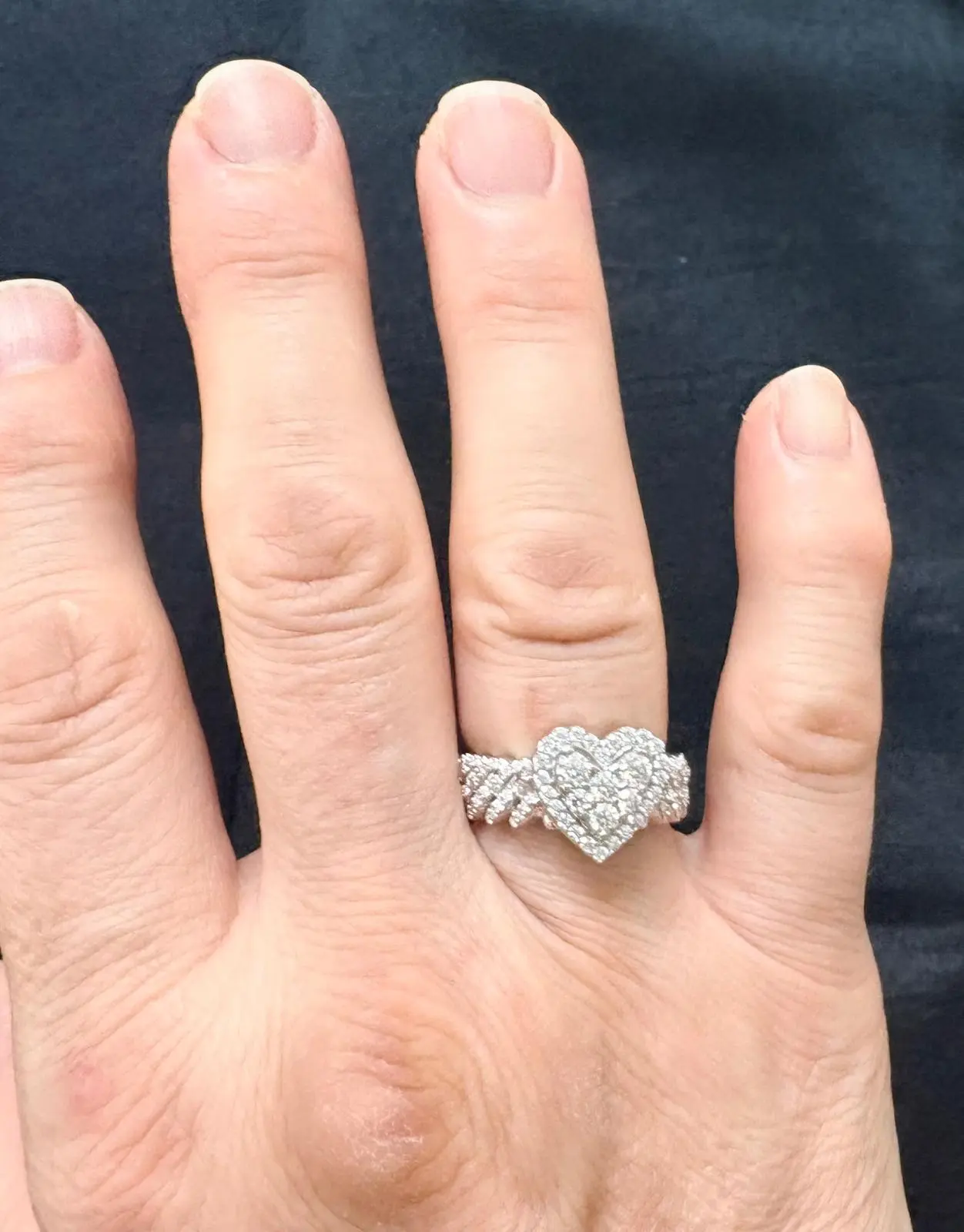 Moissanite Heart Statement Ring, Sparkling Cluster Design Women's Jewelry