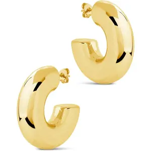 Waterproof Chunky Gold Hoops Earrings for Women Non Tarnish, Thick Gold Plated Circle Open Hoop,Lightweight Hollow Earrings Trendy