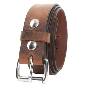 American Handmade Leather Belt Full Grain Buffalo Hide Burnish Edging Paint Roller Replaceable Buckle Chicago Screw 1.25"wide dress Jeans Accessory CCW Gun Holster 1.25" Width