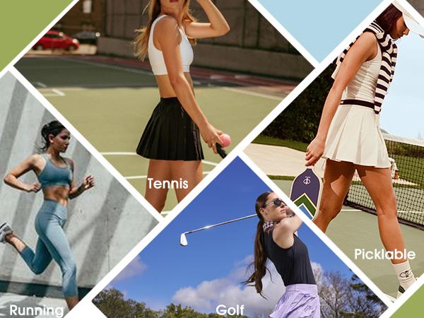 PINSPARK Pleated Tennis Skirts for Women with Short Pockets,High Waisted Athletic Golf Skort,Workout Pickleball Mini Skirt,Back-to-School Clothing springtok