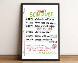Unframe Today Schedule Christmas Print, Christmas Art, Christmas Decor, Xmas Wall Decor Trendy Wall Art Photo, Funny Poster