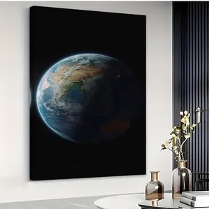 2D flat painting, 2D flat painting, 2D flat canvas painting |   Viewing the Earth from Space, oil painting, poster, wall decoration, living room, decorative painting, solid wood frame, 16X 24inch ,24X 36inch