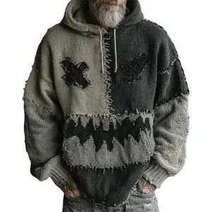 3D Print Retro Halloween Pumpkin Face Contrast Print Hoodie Halloween Spooky Face Sweatshirt for Man