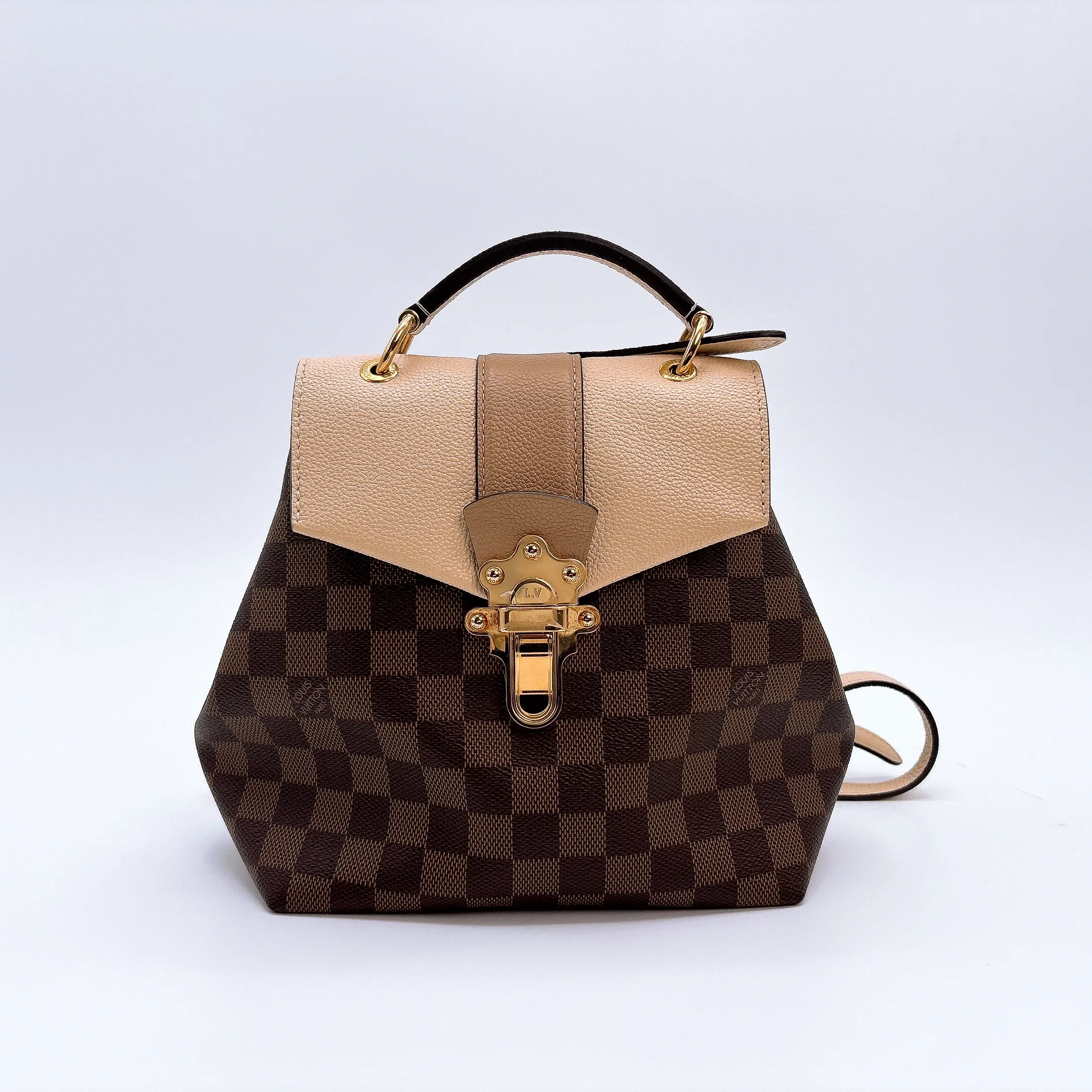 Pre-owned Louis Vuitton Canvas Backpacks Damier Ebene Clapton Backpack