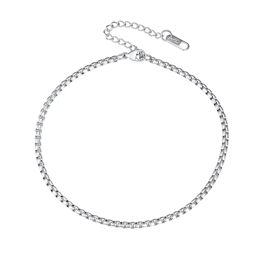 PROSTEEL Box Chain Anklet Stainless Steel Ankle Bracelets Hypoallergenic 8-10.5 Inch Adjustable Beautiful Jewelry Anklets For Women Girls Gift Box