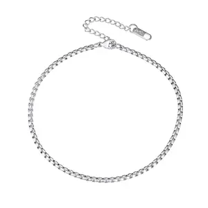 PROSTEEL Box Chain Anklet Stainless Steel Ankle Bracelets Hypoallergenic 8-10.5 Inch Adjustable Beautiful Jewelry Anklets For Women Girls Gift Box