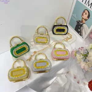 Women's 2026 Unique Rhinestone Mini Evening Clutch - Shiny Lipstick Bag with Top Handle, Elegant Crossbody Shoulder Purse, Luxury Delicate Design for Weddings, Banquets | Purses for Women 2026