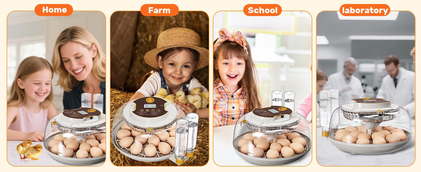 18 Egg Incubator with Automatic Egg Turning & Humidity Control, Built-in Egg Candler, 360° View Window & Dual-Size Trays for Chicken, Duck, Quail, Goose Eggs – Ideal for Farm, Classroom, Home Kitchen
