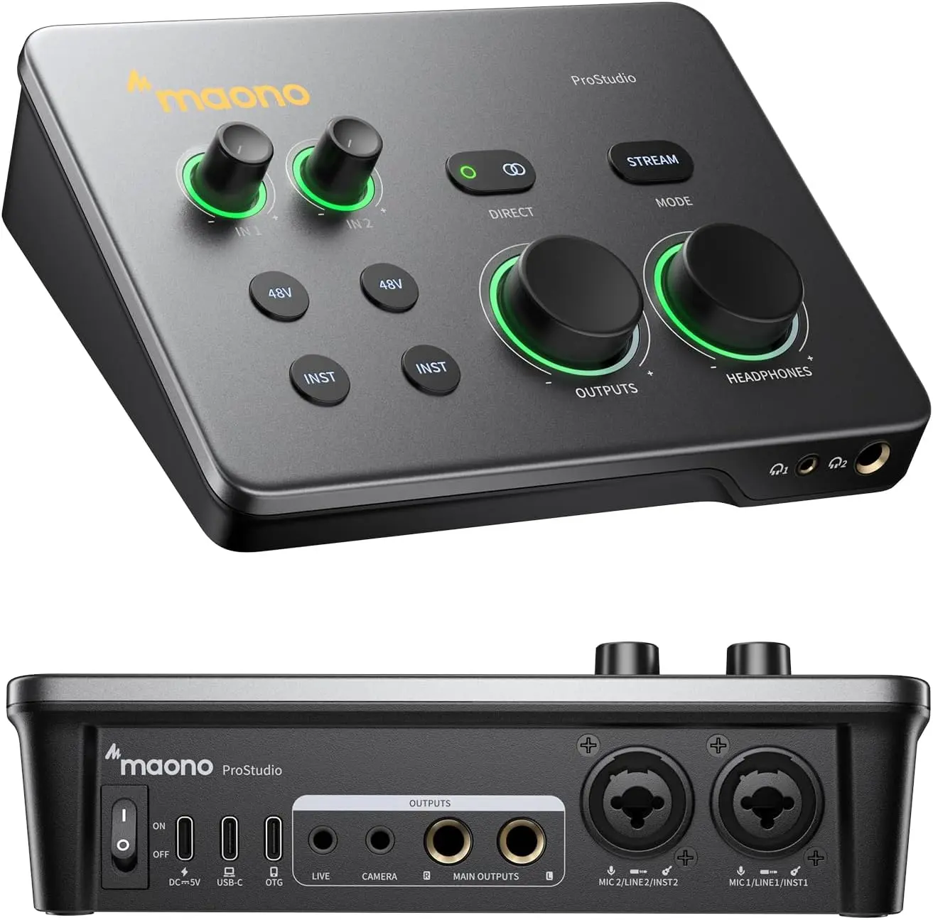 MAONO P2 Hybrid USB Audio Interface Dual XLR for PC Phone iPad Guitar