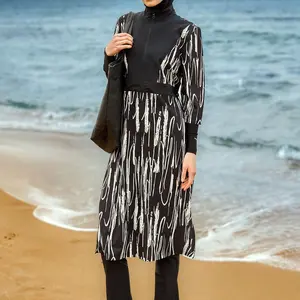 Black Full Coverage Swimwear Burkini Set M2504