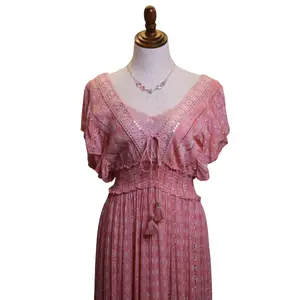 Deep V-Neckline Italian Dress