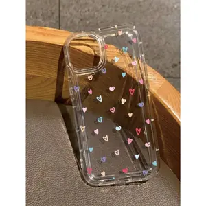 Valentine's Day Heart Print Transparent Phone Case, Compatible With IPhone