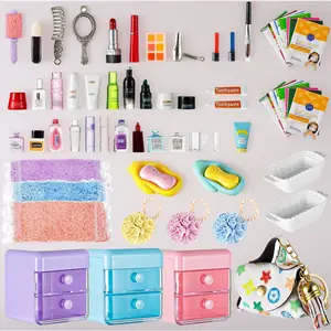 72Pcs Dollhouse Mini Bathroom & Jewelry Accessories Set – Handbag, Towel, Cosmetic, Toothbrush, Shampoo, Perfume, Hair Dryer, Comb, Purse, Backpack for DIY Dollhouse Micro Scene Decor