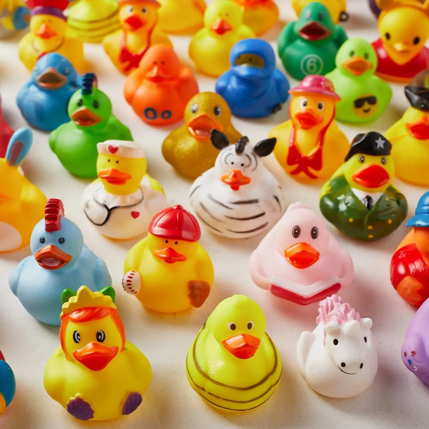 20 Random Rubber Ducks in Bulk Assortment for Toddlers & Kids Cheerful Atmosphere Party Favors Styles Safe Bath Toys High-Quality Non-Toxic Fun Decorations