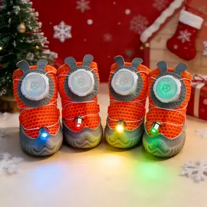 LED Light-Up Dog Shoes 4pcs Glow Dog Boots with Anti-Slip Sole Pet Paw Protection for Night Walking Safe Night Walks