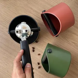 Coffee Grounds Bucket Abs Plastic, Round Small Waste Box for Semi-Automatic Coffee Machines, Detachable Rod, Non-Slip Base, Mini Espresso Tool, Coffee Making Tool