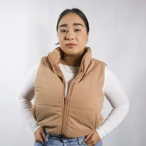 J2834 -  Solid Zip Up Puffer Vest Regular Fit -  Mocha