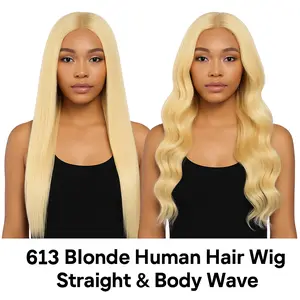 613 Blonde Straight Human Hair Lace Front Wigs 13x6& 13x4 Invisible Skin Melt Lace Closure Wigs
