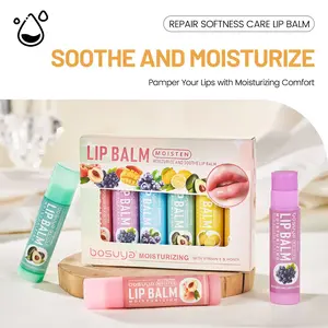 Bosuya Multi-Flavor Beeswax Lip Balms, Lip Moisturizer, Beeswax & Vitamin E Day Night Care, Moisturizing Nourishing Anti-Chapping Lip Repair