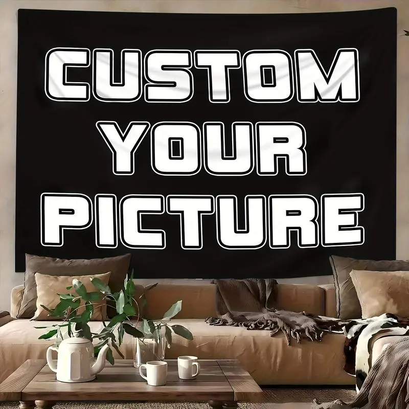 Custom Photo Tapestry Banner - Personalized Polyester Wall Hanging with Your Own Text/Image, Durable Size-Options Home Decor for Weddings, Anniversaries
