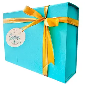 The Wilderness Box s - Aqua Blue Gift Box with Yellow Ribbon and Tag Design