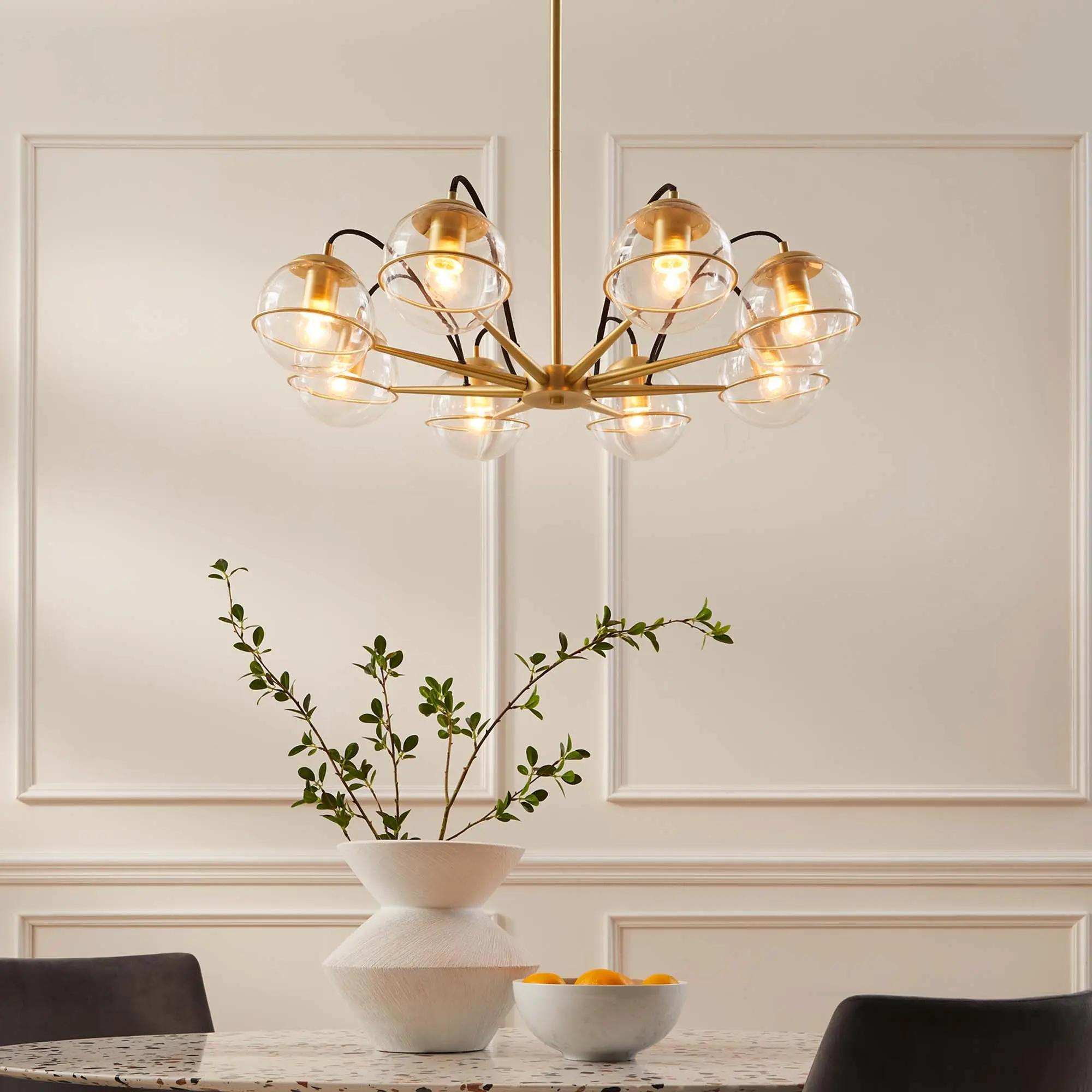 Modway Hanna 8-Light Chandelier in Clear Gold Modway Hanna 8-Light Chandelier in Clear Gold