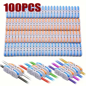 100pcs Lever Wire Connectors 1-in-1-out, Inline Wire Connectors kit for Quick Connect, Push in Compact Splicing Electrical Connectors Butt Terminals Universal Connector