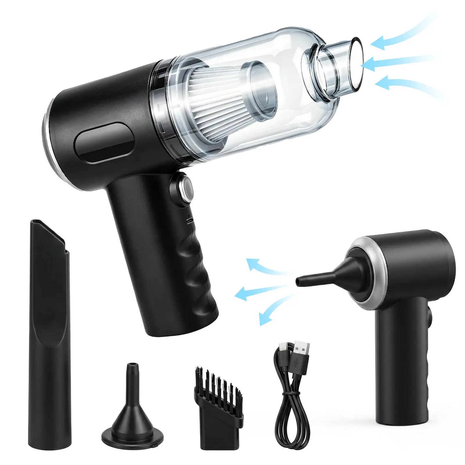 2 in 1 Handheld Cordless Vacuum & Air Duster, Rechargeable Mini Car Vacuum Cleaner, Portable Dust Blower for Car Detailing, Keyboard, Sofa, Desktop Cleaning