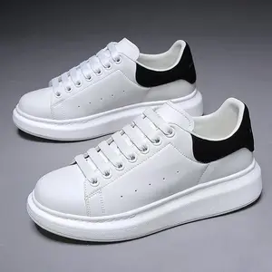 2025 New Spring Summer Outdoor White Shoes Men Thick Sole Korean Style Trendy Versatile Men's Height Increasing Breathable Couple Sports Casual Sneakers