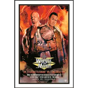 WWE WrestleMania XV Unsigned The Rock Vs. Stone Cold Steve Austin Jonathan Bartlett Art Print