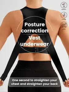 Women's Front Buckle Bra, Seamless Posture Correcting Bra, Thin Support Push-Up, Backless Design, Elegant Style, All Seasons Wear