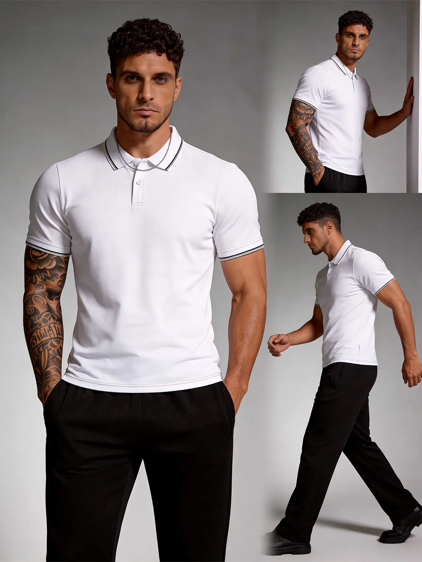 Men's Classic Tipped Collar Plain Polo Shirt, Golf Polo Shirts, Polo Style, Slim Fit Casual Golf Top, Everyday Wear, Comfortable and Stylish, Perfect for Outdoor Activities, Fashion