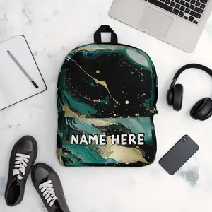 Custom Name Marble Backpack, Personalized Elegant Rucksack, Customized Minimalist School Bag, Abstract Gift, Marble Present