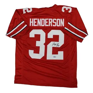 TreVeyon Henderson Signed Signed Ohio State Buckeyes Custom #32 Red Jersey - BAS