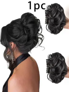 Women's Curly Hair Bun Clip-In Wig, Synthetic Extensions, Short Synthetic Hairpiece for Women & Girls, Perfect for Daily Use & Parties