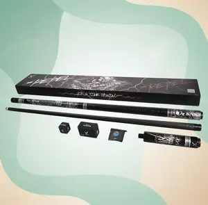 EVO Rebel Maxbing Edition – Black Leather Wrap Cue with Carbon Fiber Shaft, Pro Taper, 12.5 mm TIME Tip | Complete Player Kit with 6" Extension, Glove & Chalk